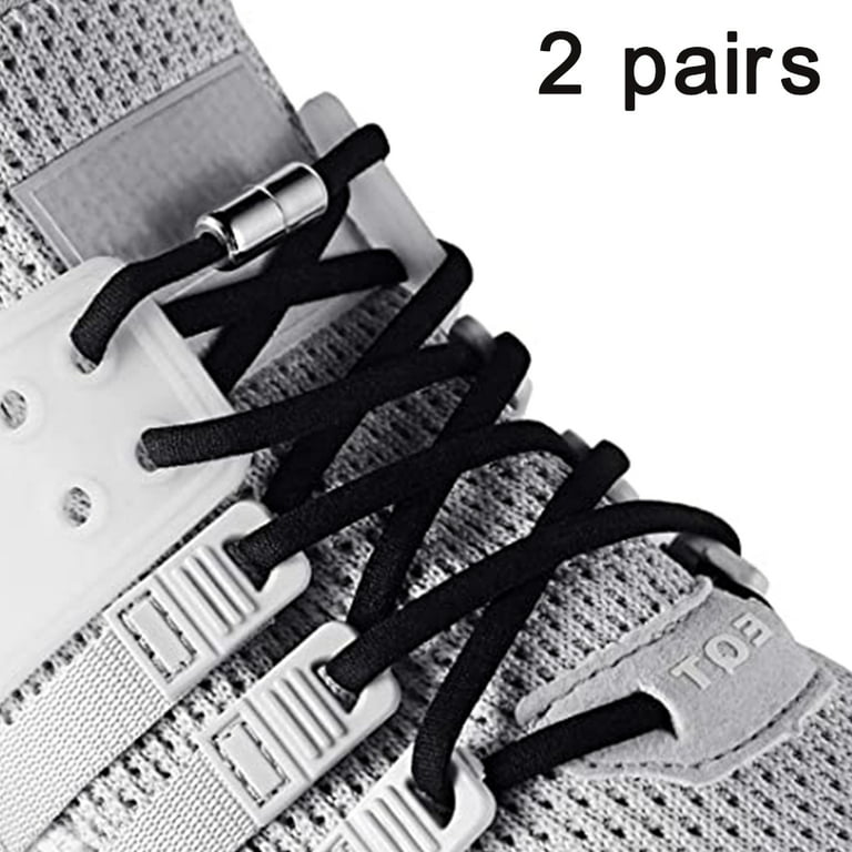 JZXFYSJYW 2 Pairs Elastic Shoe Laces for Sneakers No Tie Stretchy Shoe Strings for Converse High Tops Shoes Lace Adults Kids