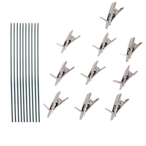 20 PCS Metal Wire Long-Tailed Alligator Clamp Photo Clip Holder (10 PCS Clips with 10 PCS Sticks) - Alligator Clips for Crafts, DIY Card, Photo, Memo Holder, 6.7inch/170mm,White