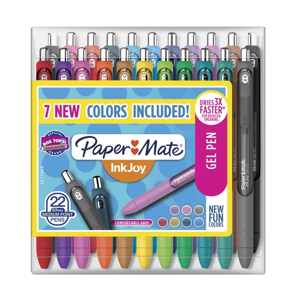 Paper Mate InkJoy Gel Pens, Medium Point, 0.7 mm, Assorted Colors, 22