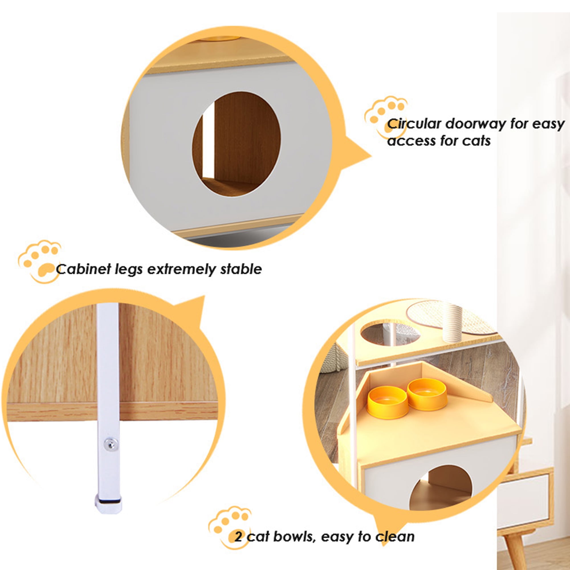 Pefilos 58" Cat House for Indoor Cats with Feeding Station and Climbing Platforms, Corner Cat Tree Tower, Cat Condo Furniture with Scratching Post, Beige Pefilos 58" Cat House for Indoor Cats with Feeding Station and Climbing Platforms, Corner Cat Tree Tower, Cat Condo Furniture with Scratching Post, Beige