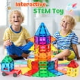 thumbnail image 3 of 100 Pcs Magnetic Tiles Building Blocks with 2 Cars, STEM Toys 3D Building Sets Gifts for Boys and Girls, 3 of 9