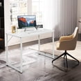 thumbnail image 3 of Giantex 40” Home Office Computer Desk, Modern Simple Writing Study Desk, Metal Frame Gaming Desk, Laptop PC Workstation, White, 3 of 8