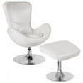 thumbnail image 2 of Merrick Lane Monarch Faux Leather Upholstered High Back Lounge Chair and Ottoman Set with Matching Chrome Bases in White, 2 of 7