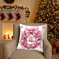 thumbnail image 4 of HCBY Modern Farmhouse Christmas Pillow Cover with Delicate Pink Wreath (Snowman, Bows, Ornaments), Stars & Snowflakes for Sofa Decor Gift idea 17.7", 4 of 6