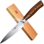 Tuo 5" GermanSteel Utility Knife w/Pakkawood Handle w/Case,FierySeries