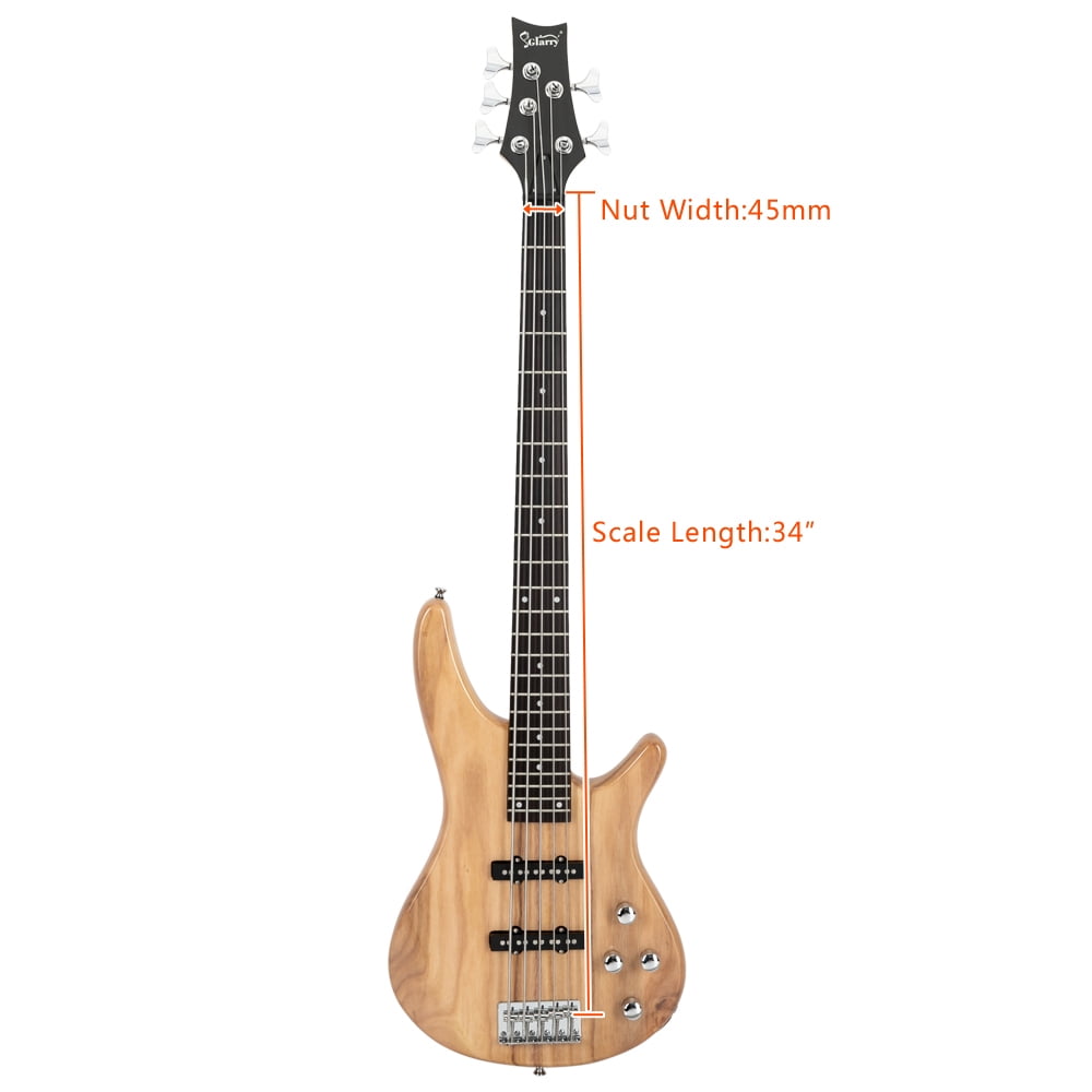 Tcbosik 5 String Electric Bass Guitar with Bag, Strap, Pick and Wrench Tool, Beginner Set for Adults, Natural