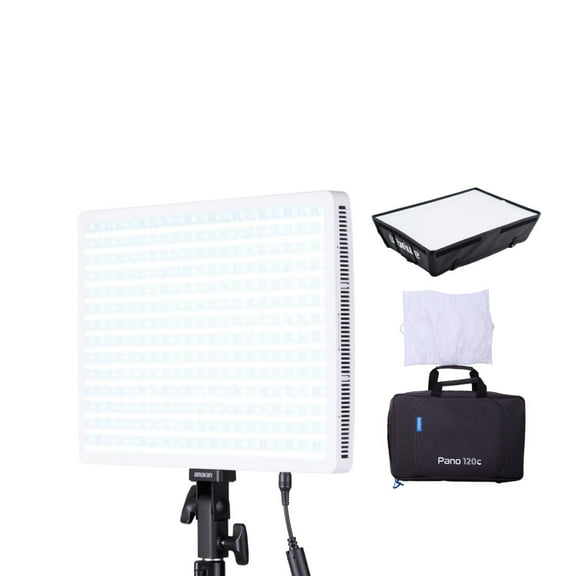 amaran Pano 120c Compact 120W Output RGBWW Full Color Panel Light All-In-One Creator Kit with 12 Lighting Effects (White)