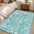 thumbnail image 4 of 2.7'x5' Area Rugs, Teal Coral Coastal Indoor Outdoor Area Rug for Living Room Bedroom, Ocean Nautical Seaside Beach Washable Bathroom Rugs Kitchen Floor Carpet Mats Home Decor Aesthetic, 4 of 8