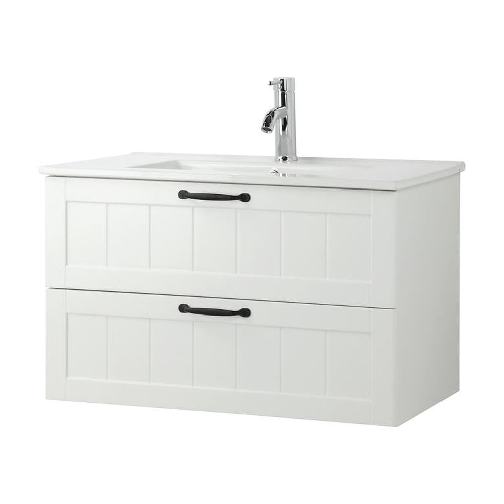 GVN Bath Cabinet, Bathroom Wall Cabinet,31.5" Bathroom Vanities Cabinet with Sink Combo, Soft-Close System, 2 Extra Big Drawers, White