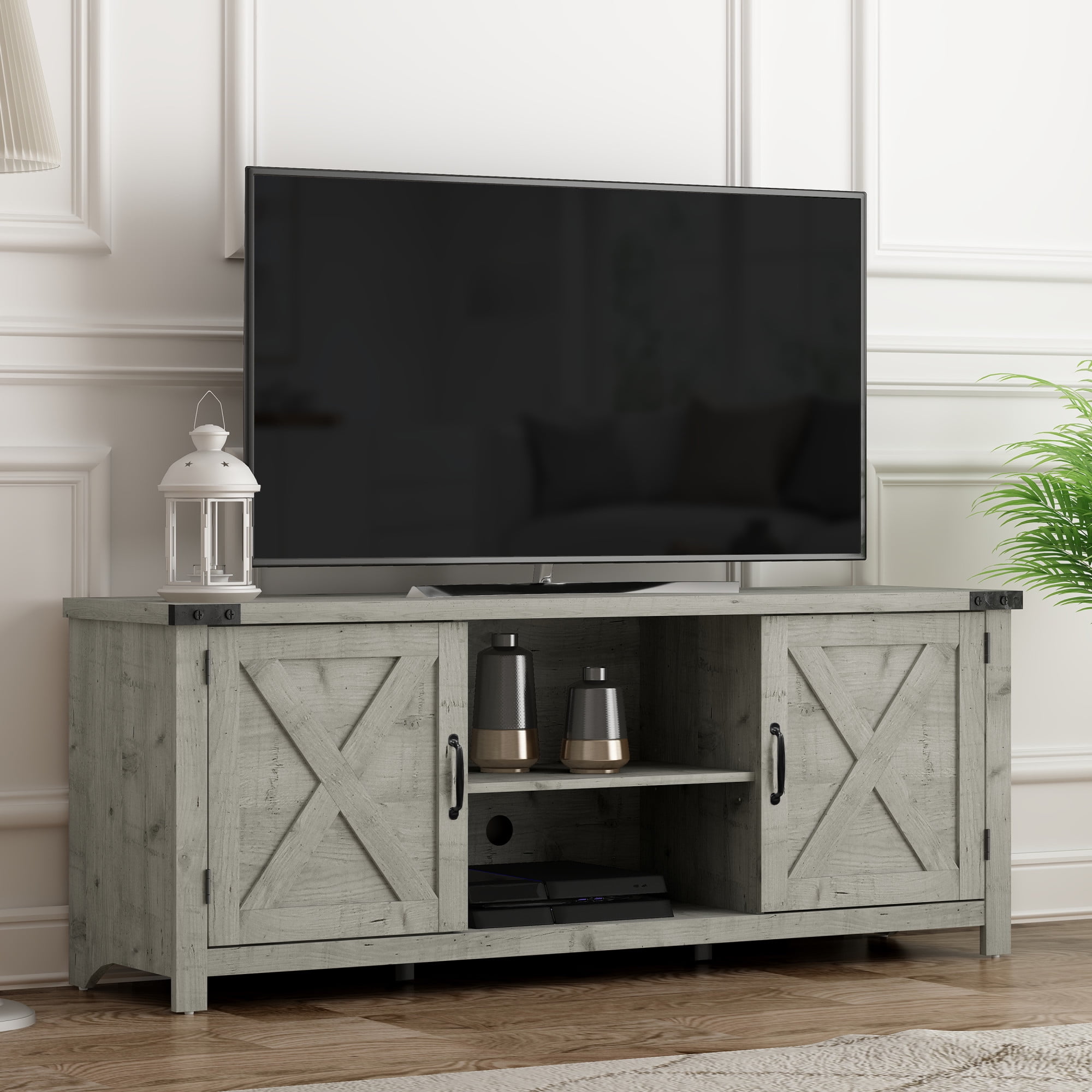 Hillsdale Latvia TV Stand with 2 Doors for TVs up to 66", Grey