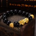 thumbnail image 5 of Feng Shui Black Hand Carved Mantra Bead Bracelet with Golden Pi Xiu/Pi Yao Lucky Wealthy Amulet Brecelet, 5 of 5