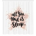 thumbnail image 3 of Sleep Shower Curtain, Hand-drawing Words All You Need is Sleep on a Pastel Pink Star Design, Fabric Bathroom Set with Hooks, 69W X 84L Inches Extra Long, Pale Pink Black, by Ambesonne, 3 of 3