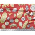 thumbnail image 2 of Soimoi Poly Georgette Fabric Lemon Slice Jar,Cucumber & Ginger Vegetable Print Fabric by Yard 42 Inch Wide, 2 of 3