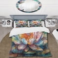 thumbnail image 2 of Designart "Lotus Floral Dreams Pink II" Floral Lotus Bedding Covert Set - Lotus Pink Floral Bed Set With 2 Shams, 2 of 6