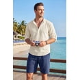thumbnail image 5 of COOFANDY Men's Long Sleeve Cotton Linen Henley T-Shirt - Hippie Casual Beach Tee, 5 of 8