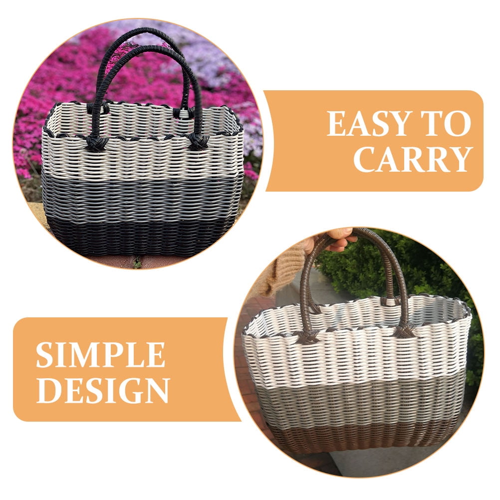 BESTYASH Plastic Hand Woven Storage Basket for Bathroom, Multi-Purpose Organizer, and Stylish, 1 Piece