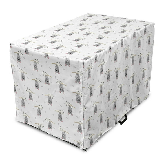 Nature Dog Crate Cover, Bats Hanging up Upside down on Branches and Leaves, Easy to Use Pet Kennel Cover Small Dogs Puppies Kittens, 7 Sizes, Pale Taupe Pale Sepia, by Ambesonne