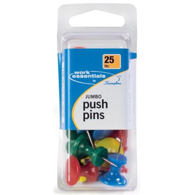 25 Count Jumbo Assorted Colored Push Pins