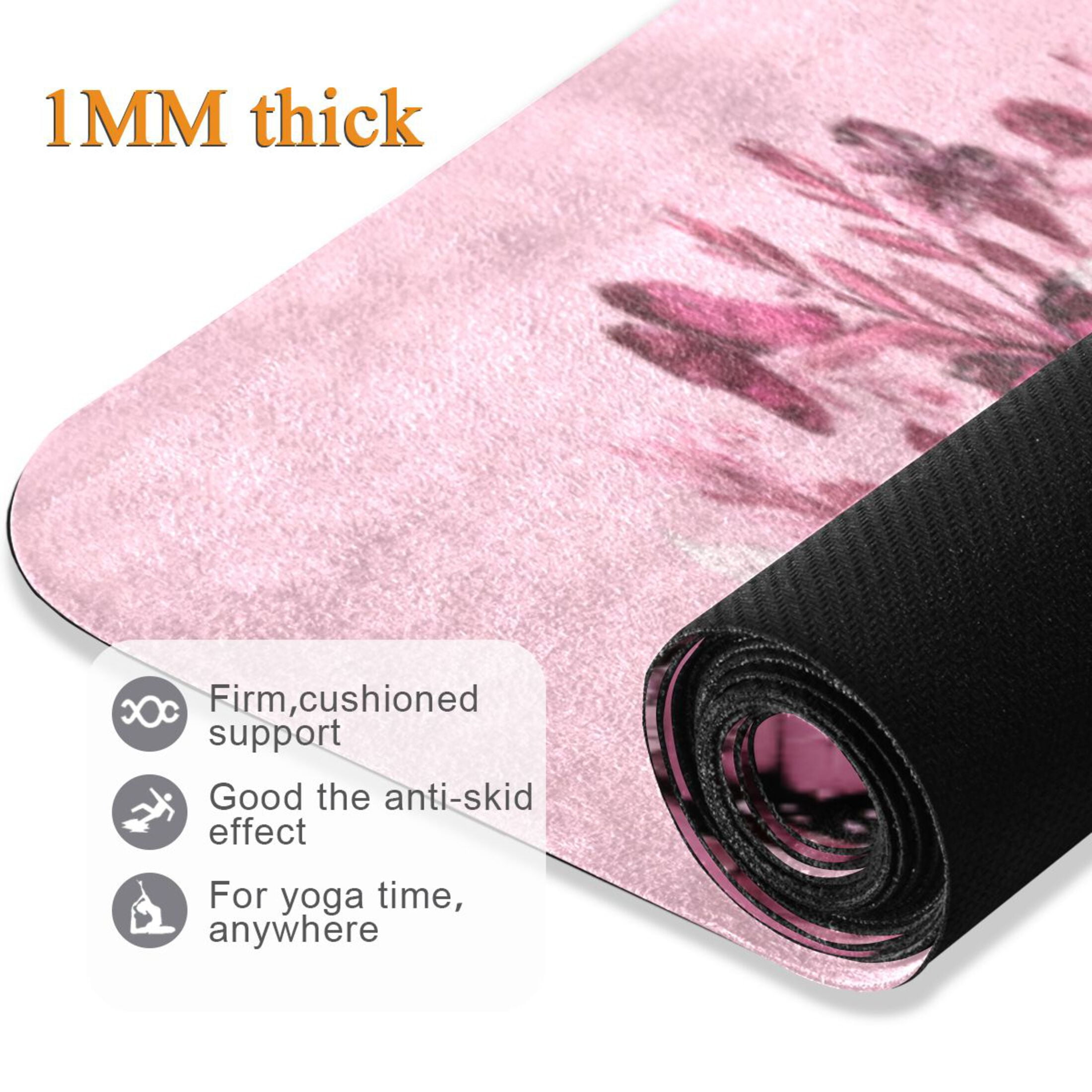 BZSMCE Yoga Mat Women Fitness Mat Pink Butterfly Heart Pattern
