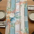 thumbnail image 5 of Table Runners 120 Inches Long Dress Scarves, Teal Brown Beach Coastal Farmhouse Coffee/Dining/Kitchen Table Runner for Living Room, Summer Nautical Coral Shell Botanical Vintage 13x120 Inch, 5 of 9