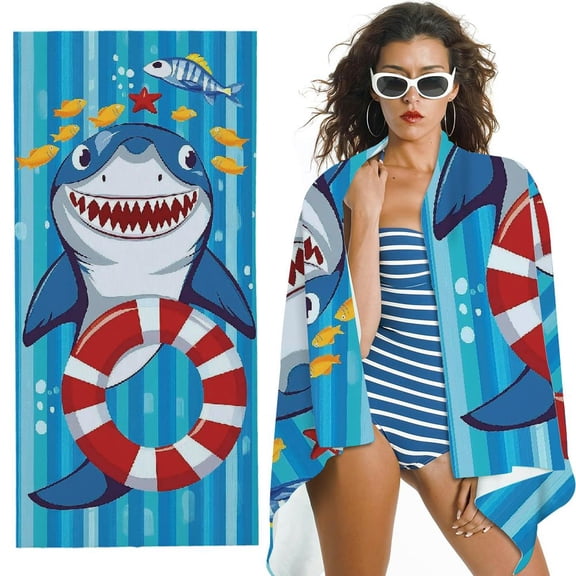 BANET Shark Beach Towel for Boys Kids Beach Towels - Quick Dry Lightweight Microfiber Towels - Perfect for Beach Pool Swim Bath Travel Picnic Camping 30x60in
