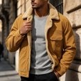 thumbnail image 4 of Ceisia Mens Lapel Corduroy Sherpa Lined Button Front Warm Winter Jacket Coat Yellow XXXXL Gift, 4 of 7