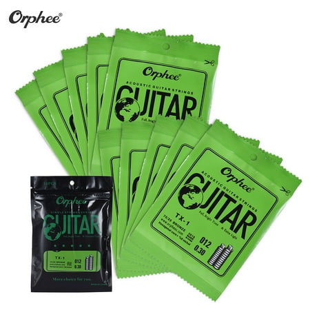 Orphee TX-1 Single String Replacement for Acoustic Folk Guitar 1st E-String (.012) 10-Pack High-carbon Steel Core 75/25 Phosphor Bronze Extra Light (Best Guitar Strings For Les Paul Epiphone)
