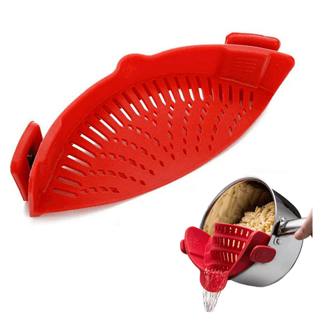 

JUANANIUGSilicone Pasta Strainer Snap on Clip on Rubber Cooking Strainer Gadget Heat Resistant Easy Kitchen Storage Dishwasher Safe
