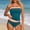 Swimwear-661Sky Blue, variant on Xdegoge Swimsuits for Women Strapless Bandeau Top Regular Bottom Two Piece Tankini Sets Smooth Color Block Striped Trim Modest Tummy Control Beachwear