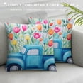 thumbnail image 3 of COMIO  Spring St Patricks Day Valentines Day Pillow Covers Lucky Shamrock Clovers Heart Pillow Covers Floral Bloom Truck Decorative Cushion Case for Sofa Bed Home Holiday Decor, 3 of 5