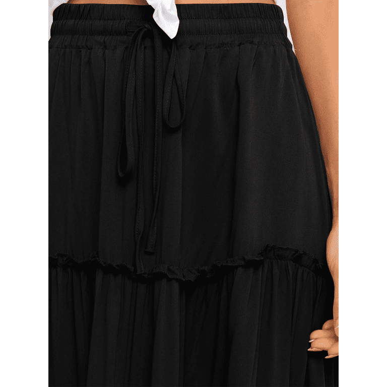MOSHU High Waist Midi Skirt for Women A-Line Skirts Flowy Dresses - Walmart.com