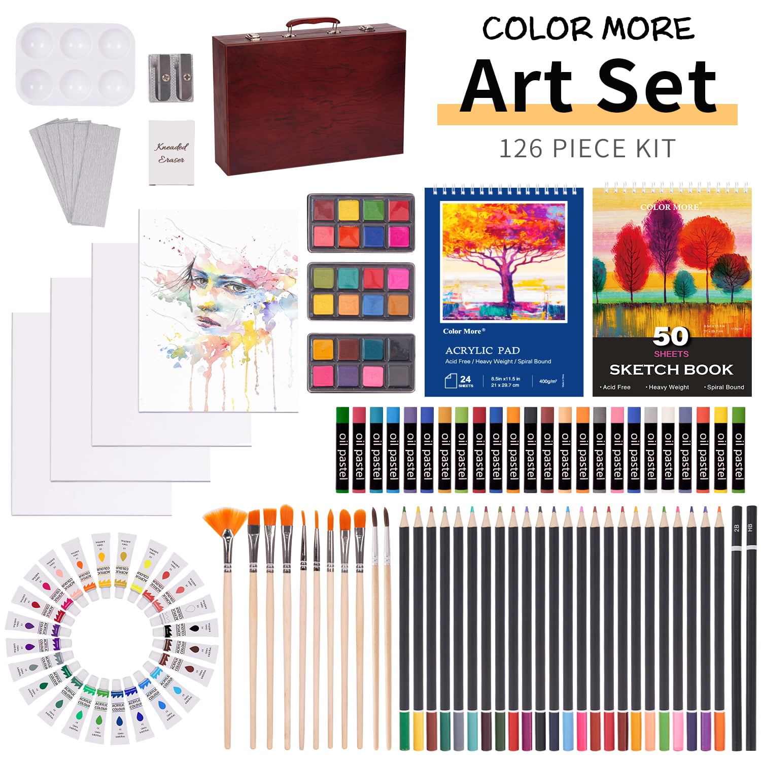 Art Supplies-Kids Coloring Set-88PC Deluxe Art Set in Wooden Case - China  Drawing Set, Painting Set