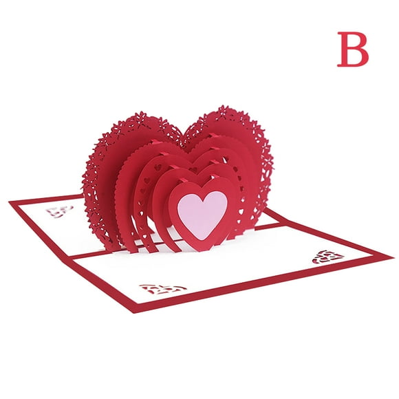 Lolmot 3D Stéréo Carte de Voeux Carte d'Invitation de Mariage Valentines Jour Carte de Forme de Coeur