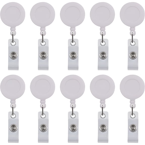 TUWAFE 2026 New 10 Pack Retractable Id Badge Holder Reels with Swivel Alligator Clip Bulk Pack Premium Badge Retractable Badge Holders,White,For Office,Events,Healthcare,School,Work