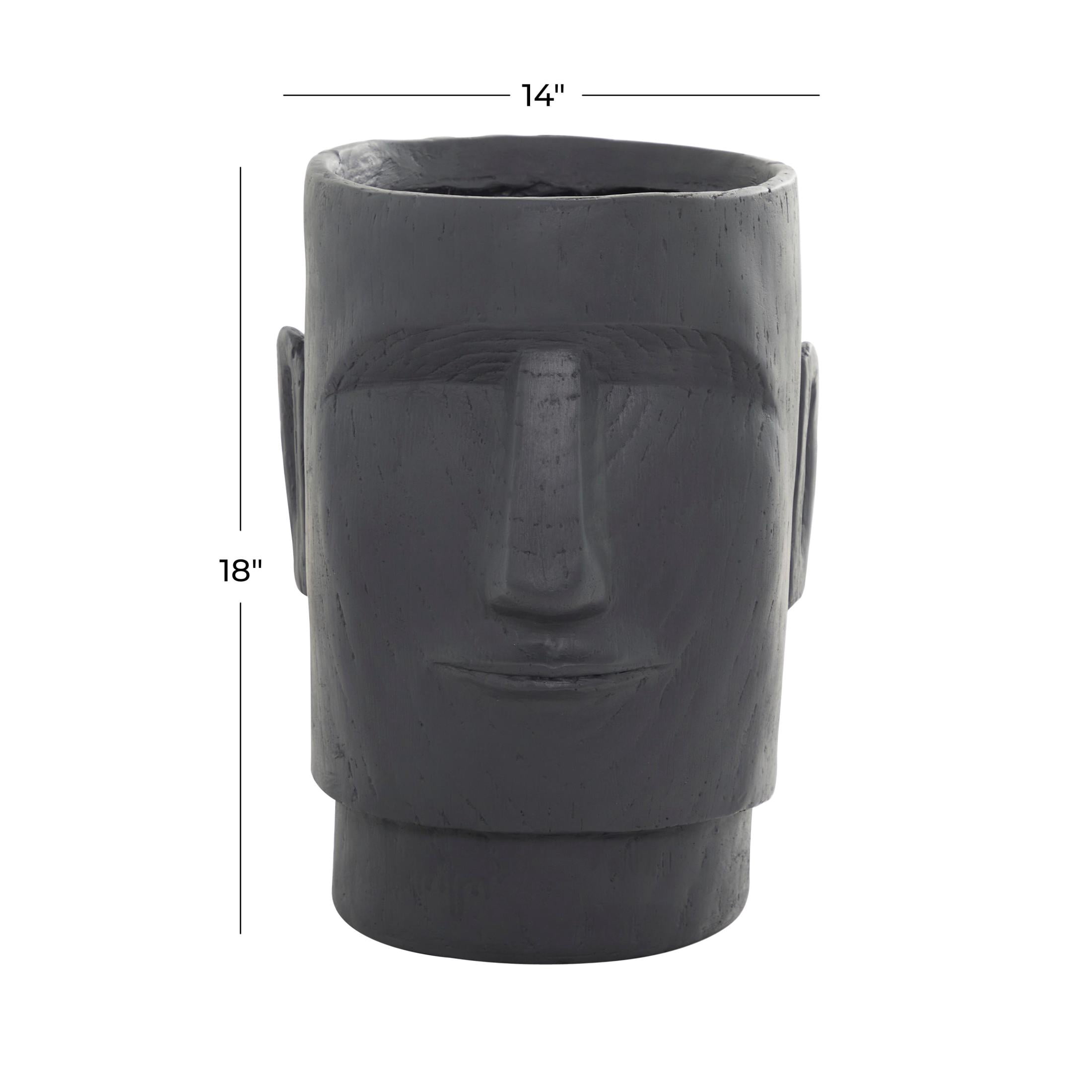 DecMode 13" x 18" Easter Island Dark Gray Magnesium Oxide Face Planter