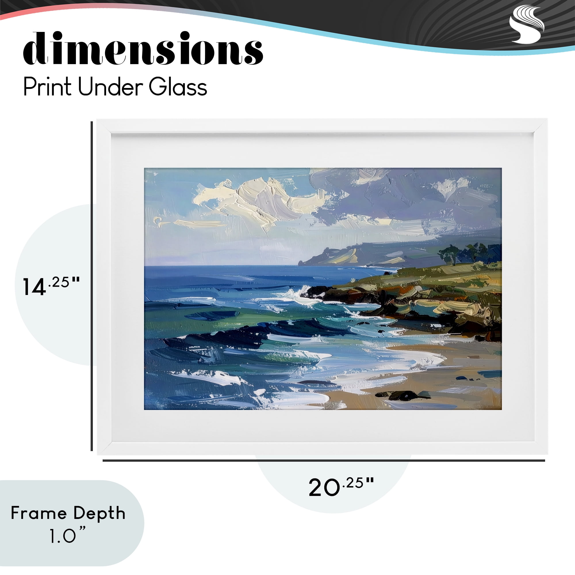 Stupell Industries Sky To Sea Impression White Framed Print Under Glass, design by Alonza Saunders
