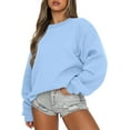thumbnail image 1 of Sweat-shirt à Manches Longues pour Femmes Casual Col Rond Pull à Capuche Polaire, 1 of 6