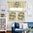thumbnail image 4 of Summer Sea Stars Shells Lemon Curtain Tier and Valance Set 3 Piece, Vintage Yellow Striped 3-inch Rod Pocket Window Tier Curtains Valance for Kitchen Living Room, 4 of 9