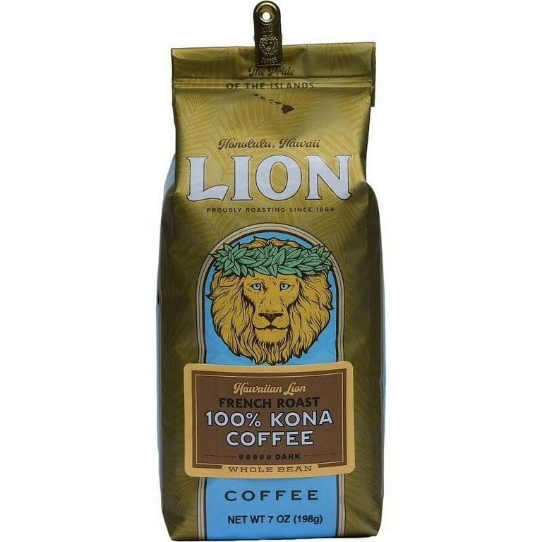 2 pack) Lion Coffee 100% Kona 24k Gold Roast Whole Bean