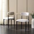 thumbnail image 2 of Safavieh Covelle Modern Metal and Fabric Dining Side Chairs, Black / Gold / Dove Gray Linen (Set of 2), 2 of 8