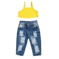 thumbnail image 5 of Ensemble de Mode 2 Pcs pour Filles Bébés Sans Manches Haut Uni et Jeans Déchirés, 5 of 5