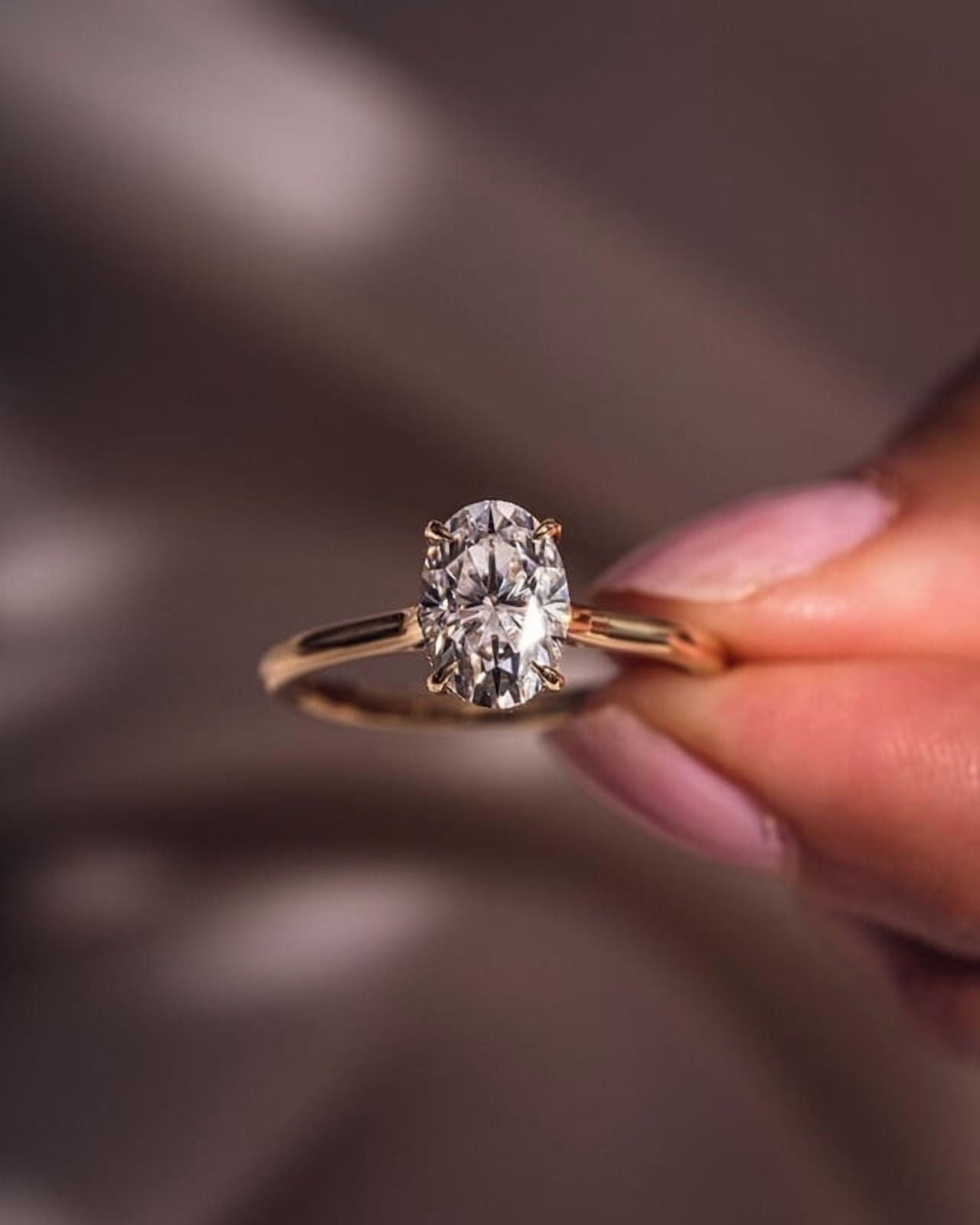 SOLITAIRE JEWELS 3.1CT Oval Cut Moissanite Diamond Hidden Halo Engagement Ring, Anniversary Ring For Women, 10k Yellow Gold Solitaire Ring