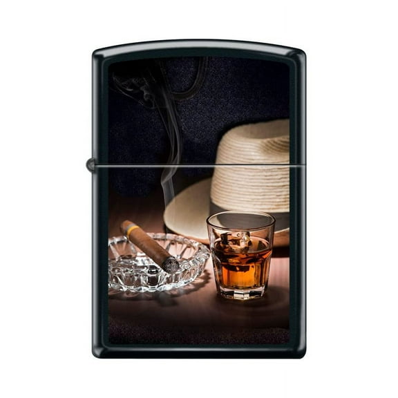 Zippo Lighter-Cuban Rum and Cigar Black Matte Windproof Lighter #Z5488