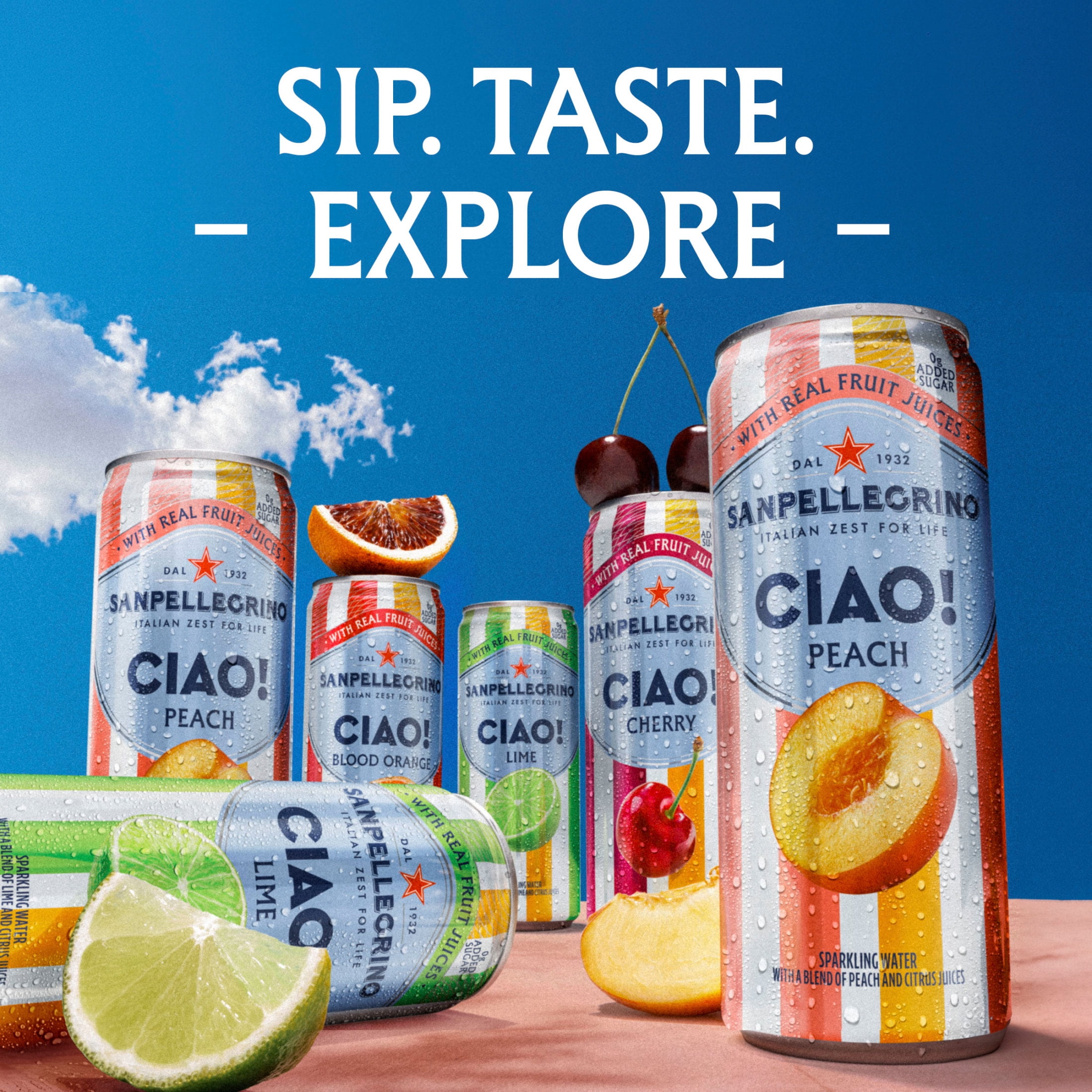 Sanpellegrino CIAO Lime Sparkling Flavored Water with Real Fruit Juices, 24-Pack