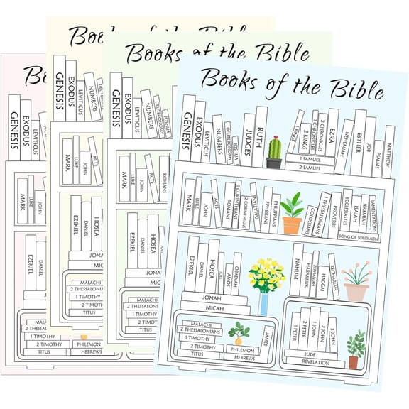 8 Pack Books of The Bible Stickers 5x7 Inch-Bible Book Shelf Sticker Christian Bible Tracker Dashboard Sticker