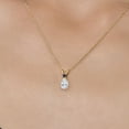 thumbnail image 3 of Gem Stone King 14K Yellow Gold White Moissanite and Blue Sapphire Pendant Necklace for Women | 0.70 Cttw | Gemstone Birthstone | Pear Shape 7X5MM | With 18 inch Chain, 3 of 7