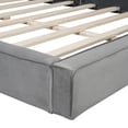 thumbnail image 5 of Queen Size Platform Bed, Bed Frame with Velvet Fabric and Solid Frame, Grounded Bed for Bedroom, Gray, 5 of 7