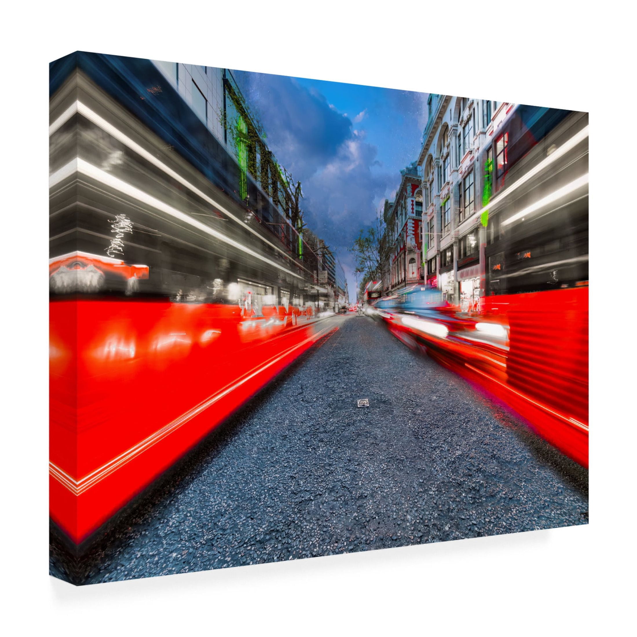 Canvas Wall Art - Mark A Paulda 'Oxford Street Traffic XV' Wall Art for Living Room, Bedroom, or Office Décor by Trademark Fine Art - 47 x 35 Inches
