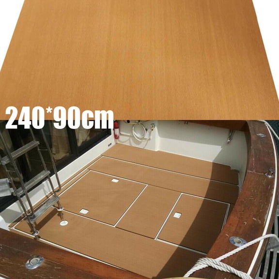 35.4"X94.5" Faux Teak EVA Foam Boat Decking Sheet Mat Deluxe Marine Yacht Floor Carpet Mat Self-adhesive Pad