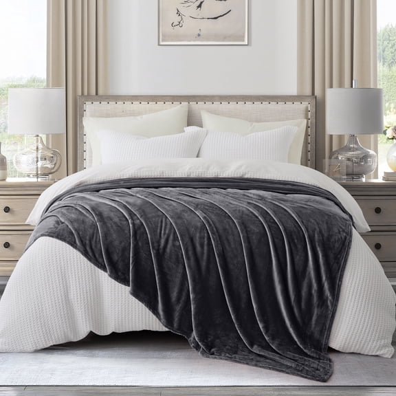 IR Imperial Rooms Fleece Bed Throw Blanket, Plush, Travel and Couch Fuzzy, Cozy Washable Ultrasoft Twin Size Gray